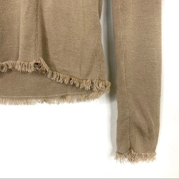 Sigrid Olsen | Y2K Tussa Silk Blend Top Tan Raw Hem Ribbed Knit Womens Small - Picture 3 of 6
